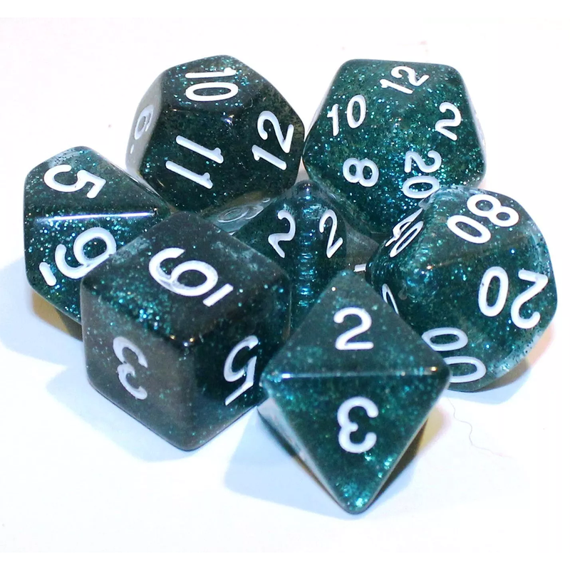 Eladrin Winter - 7 Piece Polyhedral Dice Set + Dice Bag