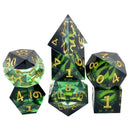 Emerald Dragon - Handcrafted Sharp Edge Dice Set