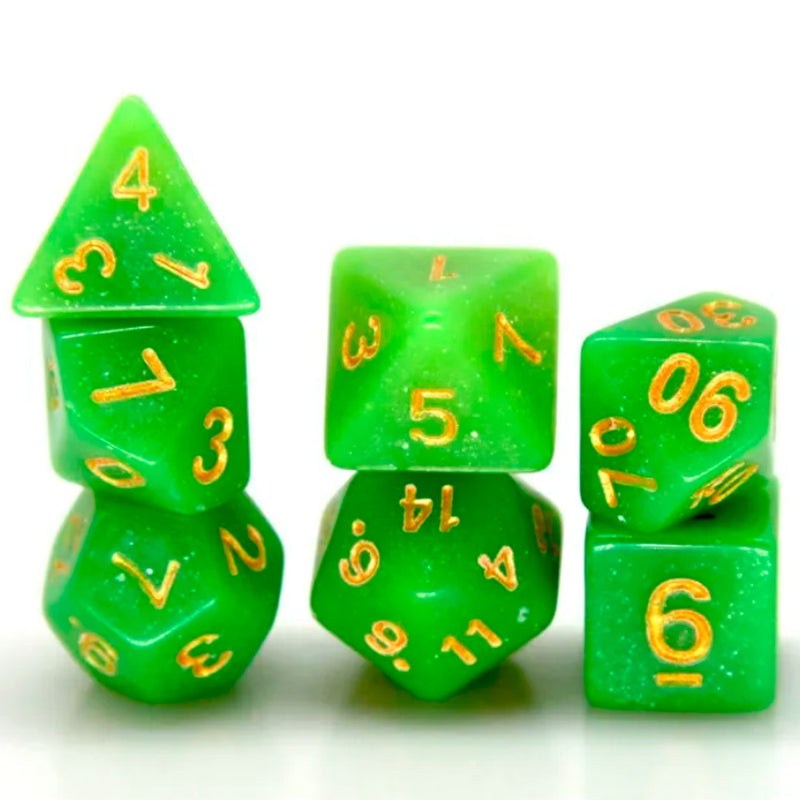 Elven Glade - 7 Piece Polyhedral Dice Set + Dice Bag