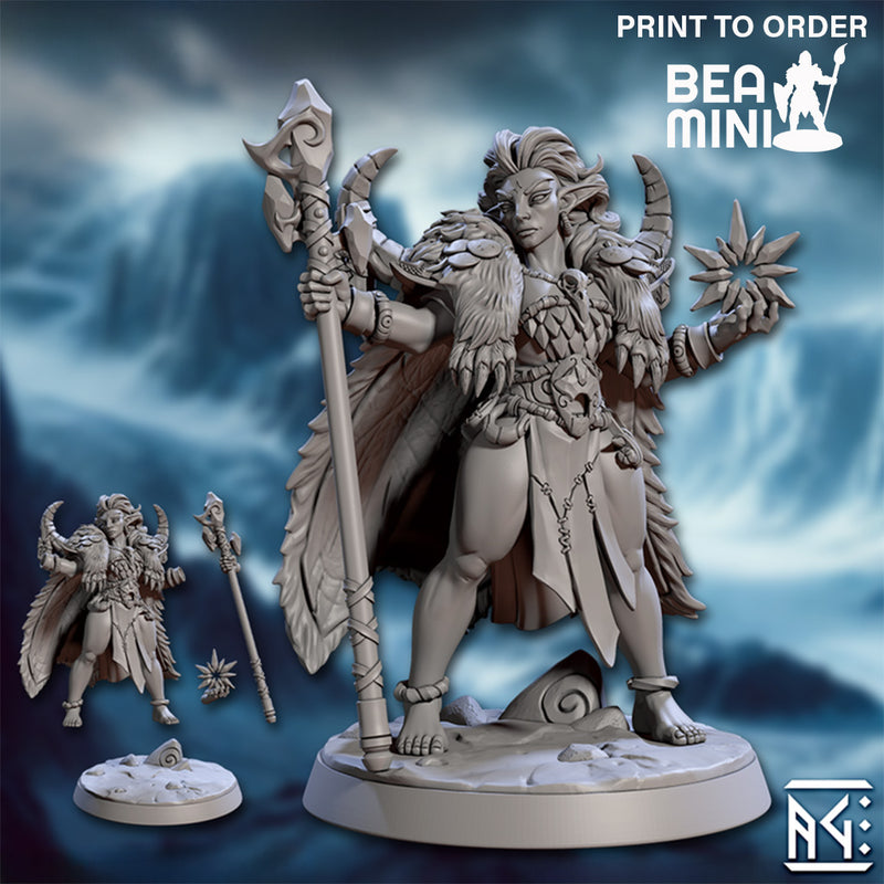Ylvethra Frostbloom, Elven Wizard | BeaMini Print to Order Miniatures