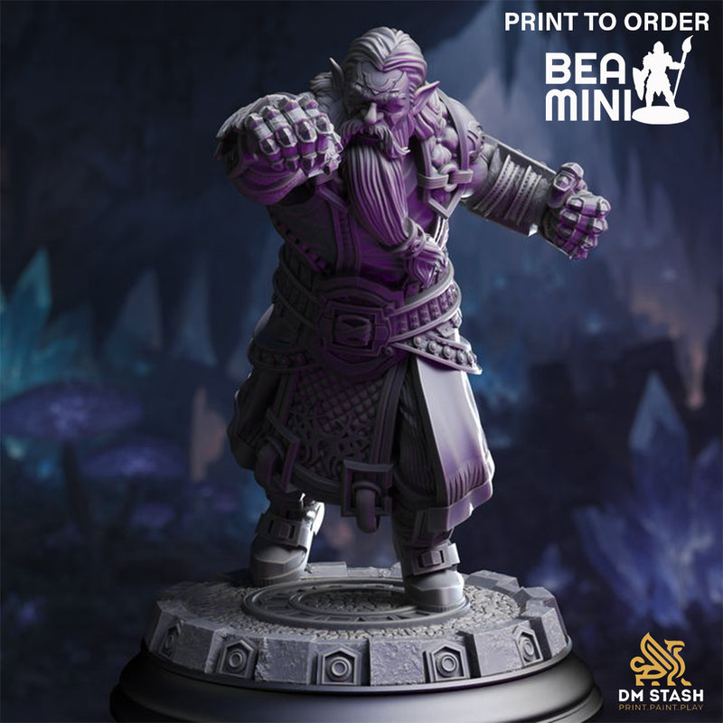 Gruthdin - Dark Dwarf Pugilist | BeaMini Print to Order Miniatures