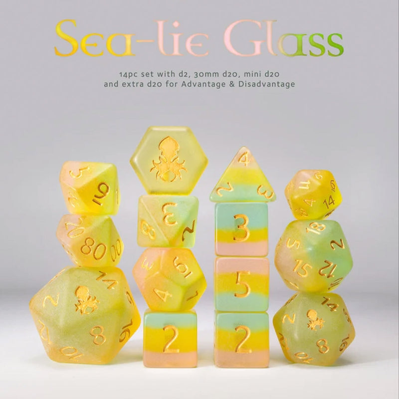 Sea-lie Glass 14pc Dice Set by Kraken Dice