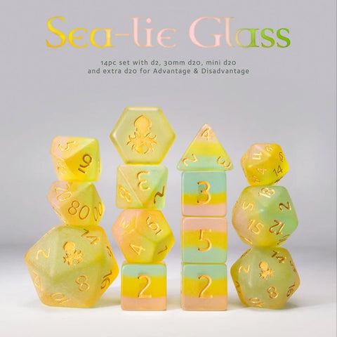 Sea-lie Glass 14pc Dice Set by Kraken Dice