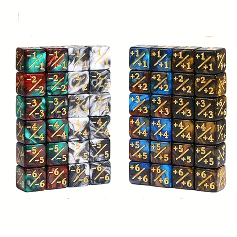 MTG 48 Mini Counter Dice - Marbled Gold, Green, Copper, White