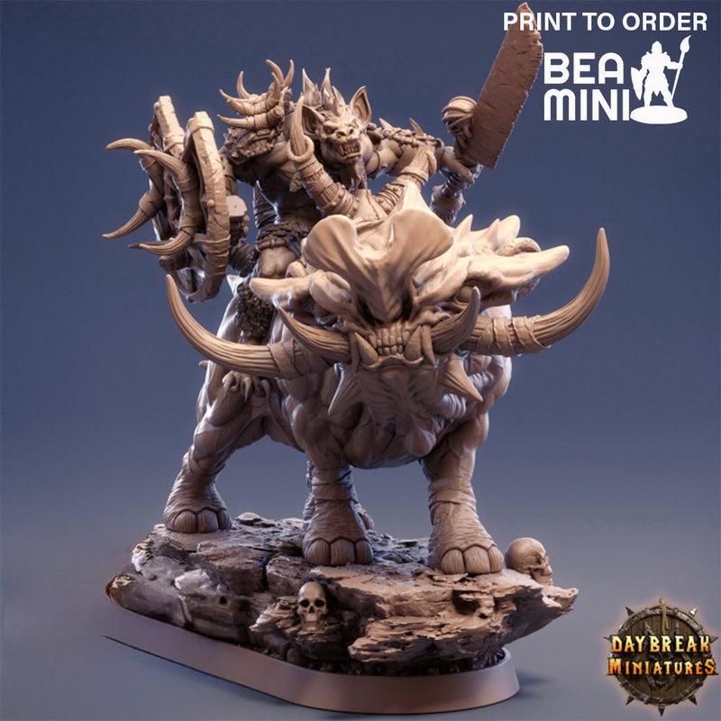 Gleesh on Grinderwulf - Gnoll Cavalry | BeaMini Print to Order Miniatures