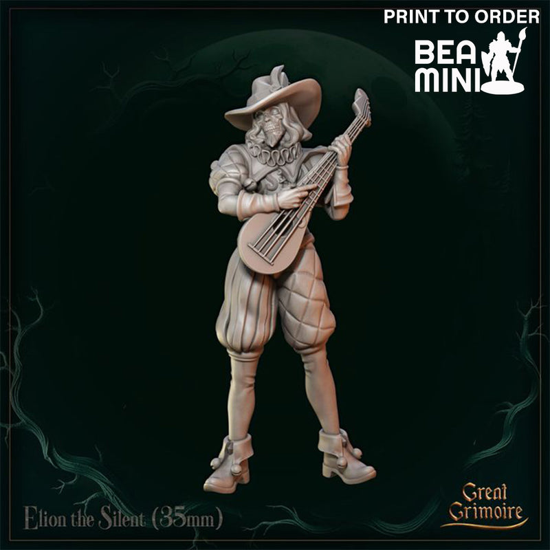 Elion the Silent - Undead Bard | BeaMini Print to Order Miniatures