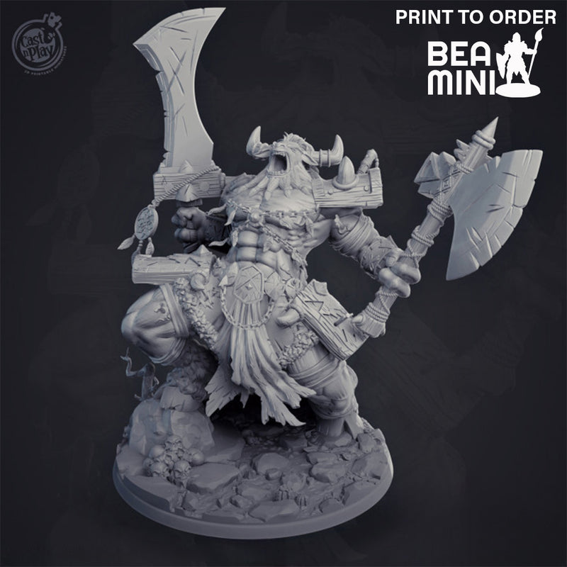 Dohnul - Minotaur Barbarian | BeaMini Print to Order Miniatures