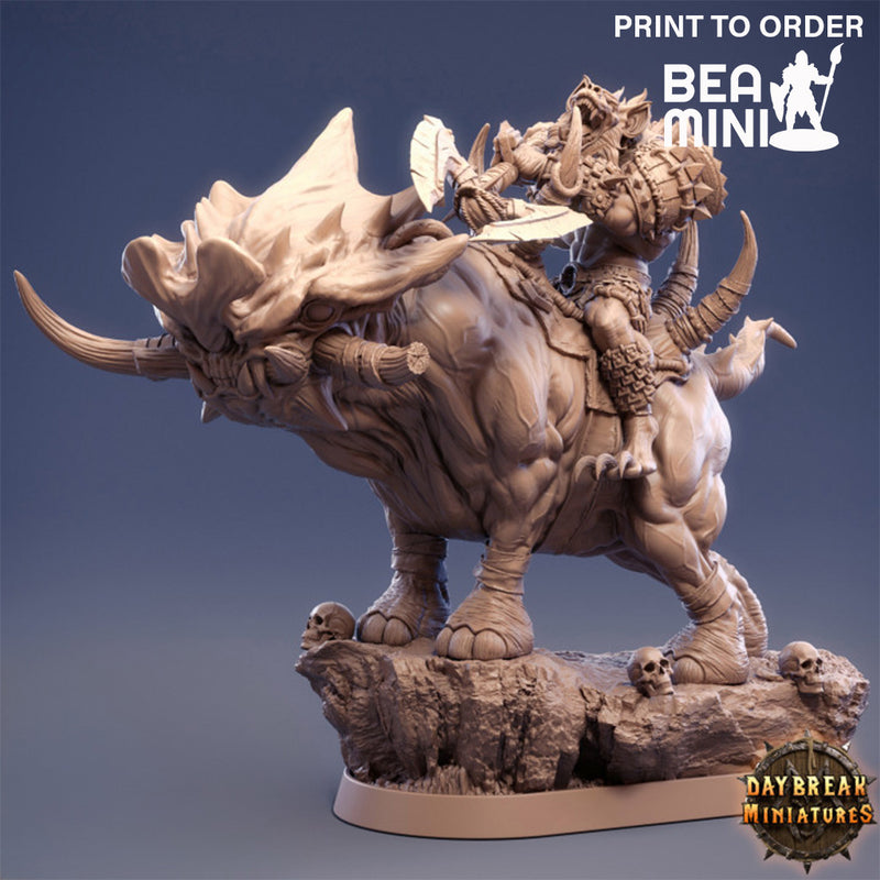 Gouch on Grinderwulf - Gnoll Cavalry | BeaMini Print to Order Miniatures