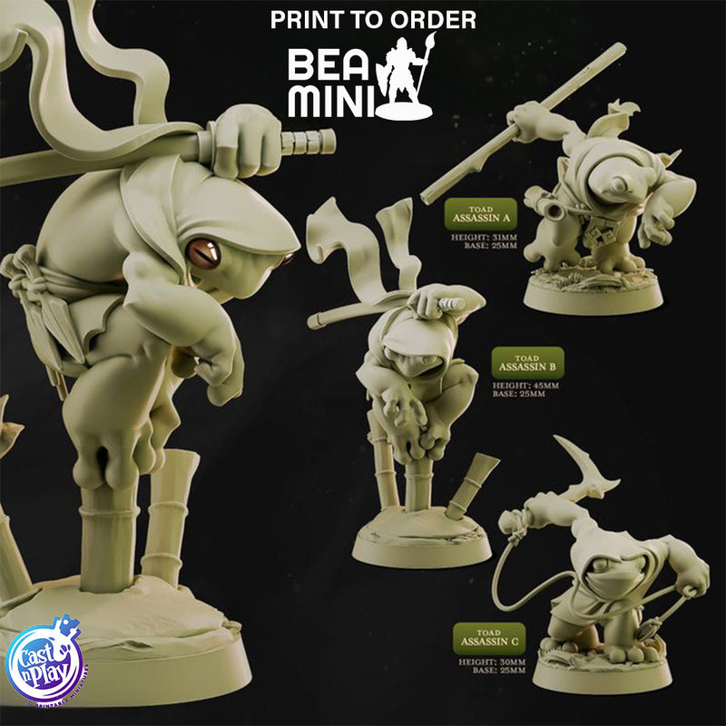 Ninja Assassin Toads | BeaMini Print to Order Miniatures