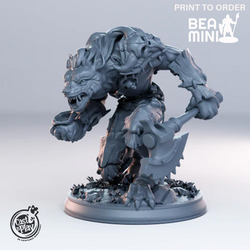 Gnoll Leader with Axe | BeaMini Print to Order Miniatures