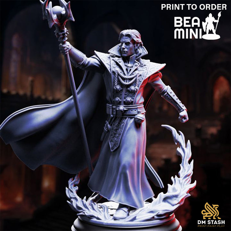 Vampire Blood Mage - Renard the Black Hearted | BeaMini Print to Order Miniatures
