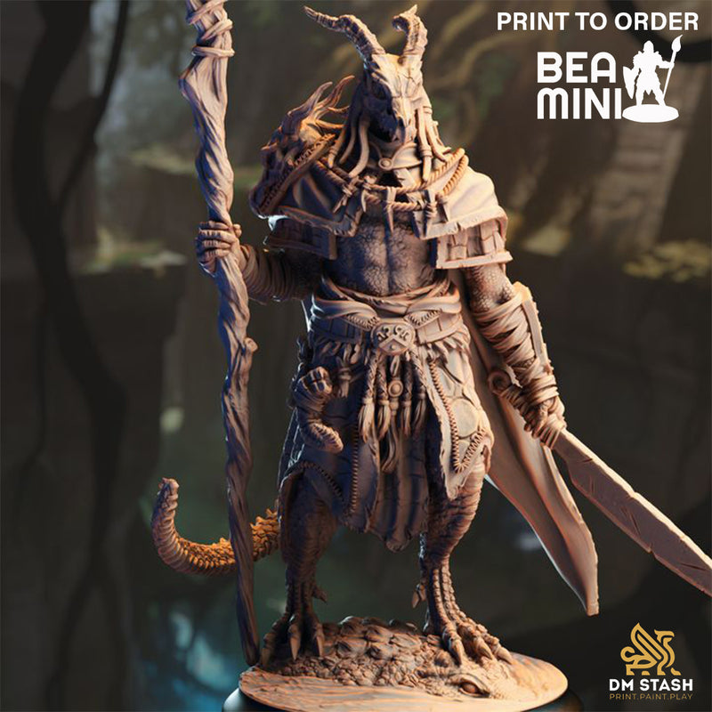 Dragonborn Druid Horzin Ashen-Palm | BeaMini Print to Order Miniatures