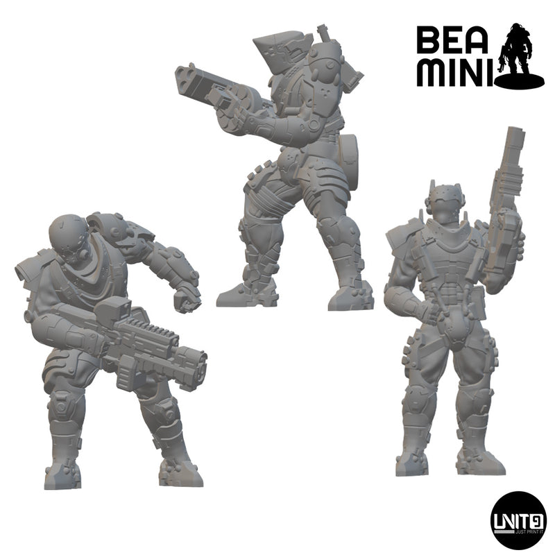 Ground Assault Team | BeaMini Unpainted Sci-fi Miniatures