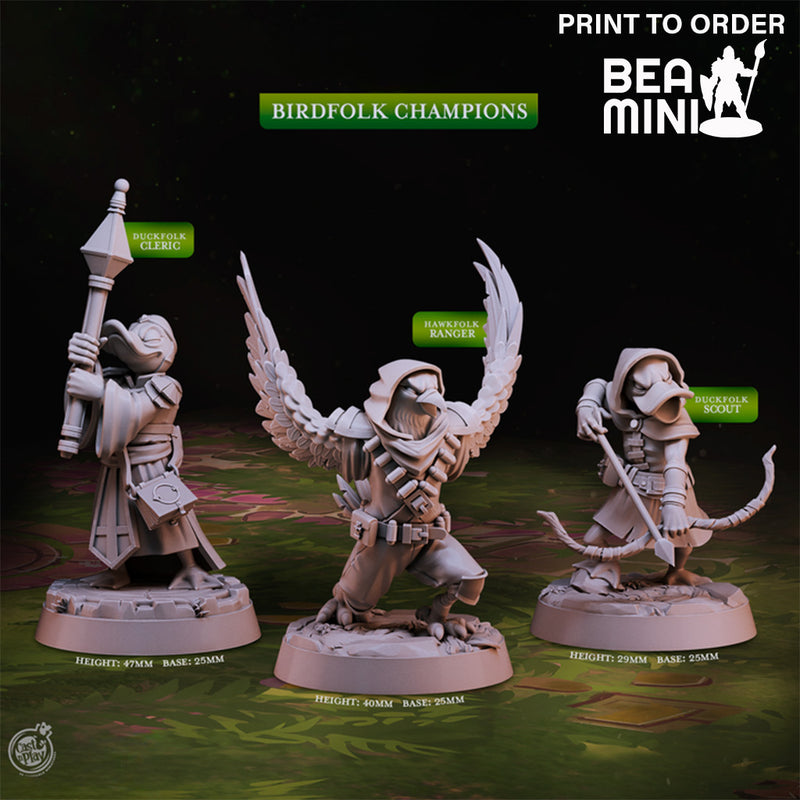 Birdfolk Champions | BeaMini Print to Order Miniatures