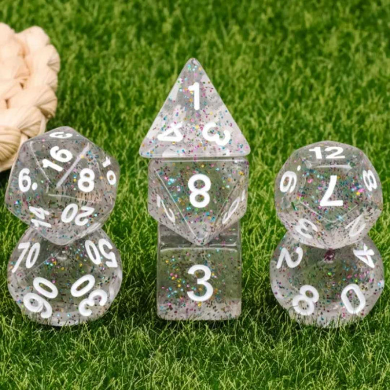 Celebration - 7 Piece Polyhedral Dice Set + Dice Bag - Bea DnD Games