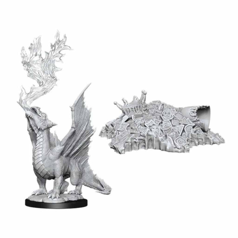 Gold Dragon Wyrmling & Small Treasure Pile Nolzur's Marvelous Unpainted Miniatures - Bea DnD Games