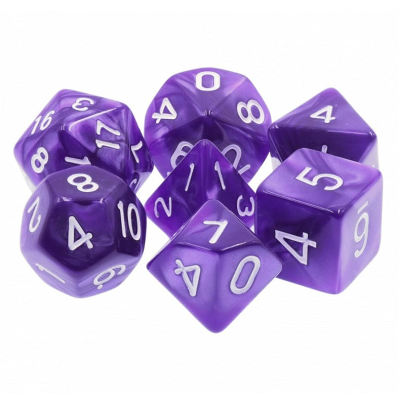 Purple Wurm - 7 Piece Polyhedral Dice Set + Dice Bag - Bea DnD Games