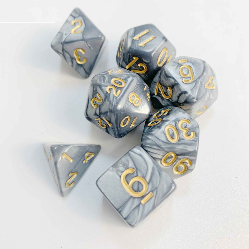 Shadowforged Armour - 7 Piece Polyhedral Dice Set + Dice Bag - Bea DnD Games