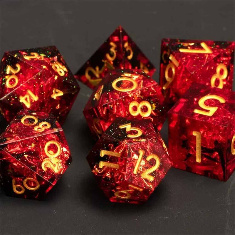 Tiamats Demise Handcrafted Sharp Edge Dice Set & Dice Case - Bea DnD Games